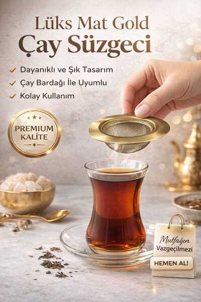 LOVYCO Matte Gold Metal Tea Strainer - Compatible with 7.5 cm Thin-Walled Cup...