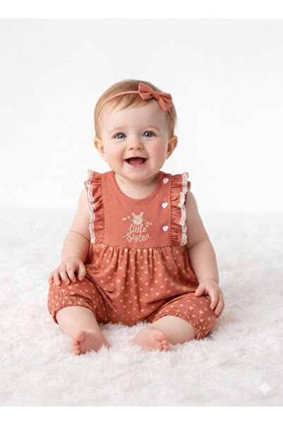 Primula Studio %100 Pamuklu Fırfır Detaylı Kız Bebek Şort Tulum - Little Sist...