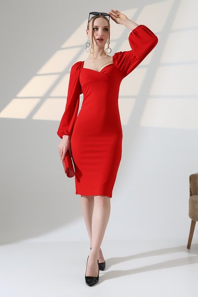 Planet Prestige Princess Sleeve Double Breasted Collar Midi Dress