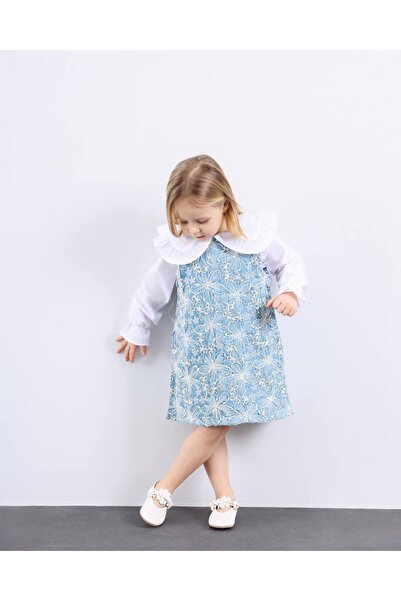 Mini Me Kids Boutique Brode İşlemeli Bebe Yaka Gömlekli Jile Kot Takım