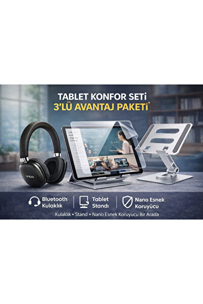 Nomker Huawei MatePad SE 11" Uyumlu Bluetooth Kulaklık Tablet Standı Ekran Ko...