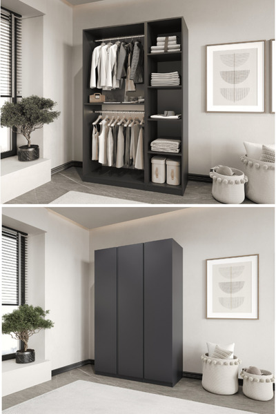 CANBAZ FURNİTURE Mira modüllü 3 MDF kapaklı %100 MDF (KURULUM DAHİL)