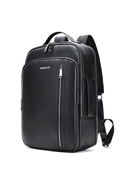 JERMYN'S Men's laptop backpack, genuine leather, Colorado, black