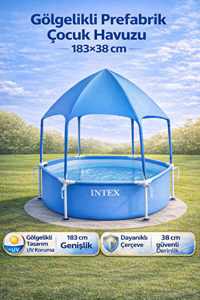 YILDIRIM OYUNCAK Gölgelikli Prefabrik Çocuk Havuzu 183x38 cm | UV Korumalı Da...