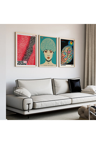 Artiera Σετ ζωγραφικής 3 τεμαχίων με μοτίβα Kusama Dot, Ξύλινο πλαίσιο τέχνης...