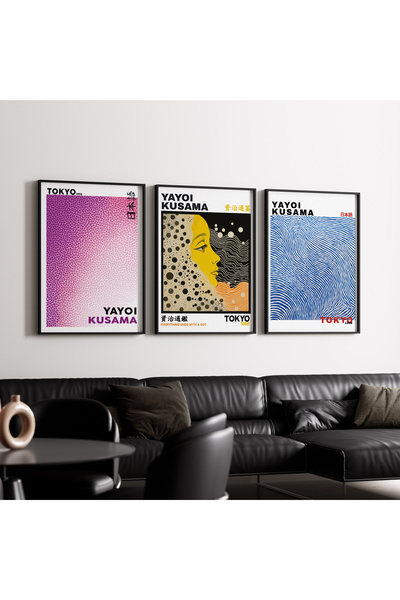 Artiera Σετ ζωγραφικής 3 τεμαχίων Kusama Dot and Line Japandi Art με ξύλινο π...