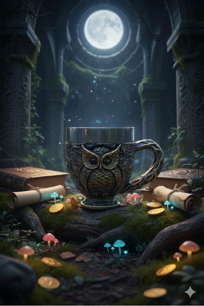 MINDA Baykuş Tema Kupa Bardak - 330 ml Paslanmaz Çelik - Özel Tasarım