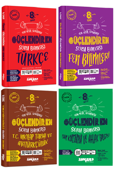 Ankara Yayıncılık 8. Sınıf Güçlendiren Türkçe + Fen + İnkılap + Din Kült. Soru Bankası