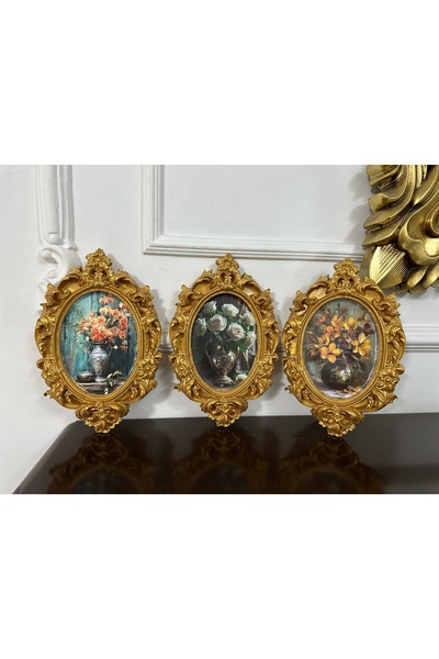 busraconcept Set de 3 tablouri decorative florale de perete, 26cm