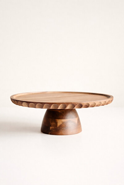 Mirilliahome Acacia Wood Cake Stand 28 cm Footed Serving Tray