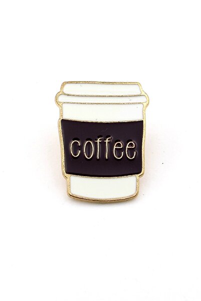 Stanbula Kahve Bardağı Kahve Sever Coffee Şeklinde Yaka Çanta Süsü Metal Roze...