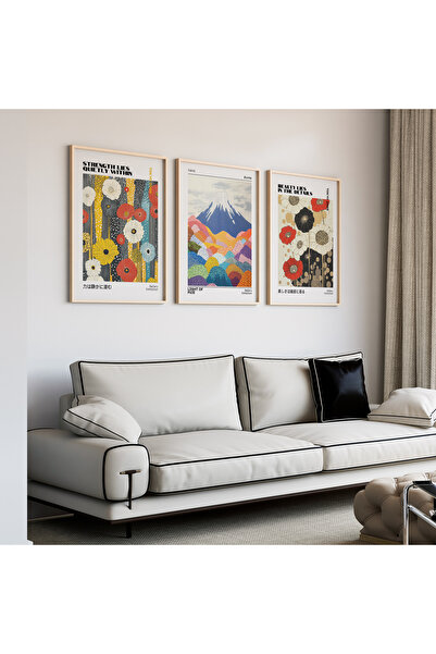 Artiera Σετ ζωγραφικής με ξύλινο πλαίσιο 3 τεμαχίων με πολύχρωμα λουλούδια Mo...