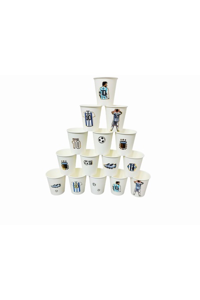 football Lionel Messi & Argentina Themed Paper Cups (15-Piece Set)
