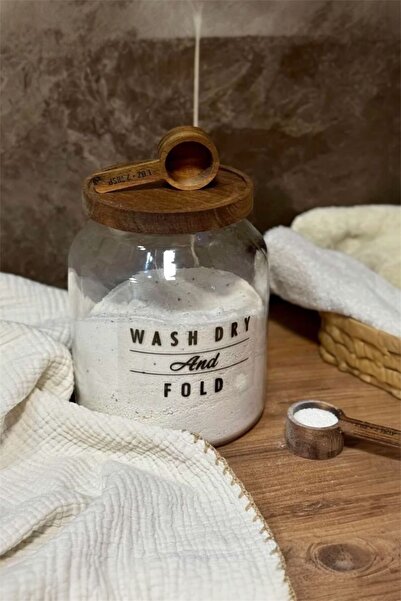 GLAMZE Akasya Kapaklı Ölçek Kaşıklı Cam Deterjanlık (orta boy)