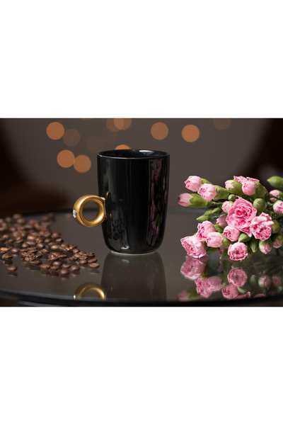 Gadget Master Black Ceramic Mug with Ring Handle