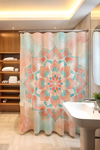 EVPANYA Bathroom Curtain, Peace Flower Patterned Shower Curtain, Bathtub Curt...