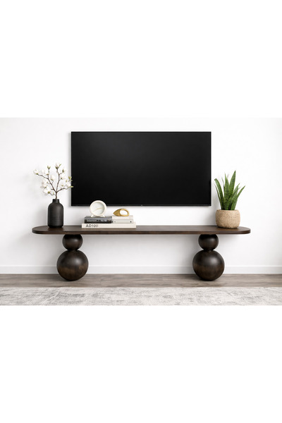 Trihome Masif Ahşap Top Ayaklı Modern TV Ünitesi Modern Tasarım 200cm