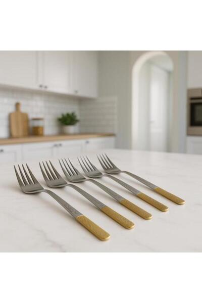 Generis طقم شوك من الفولاذ المقاوم للصدأ بمقبض ذهبي مزخرف