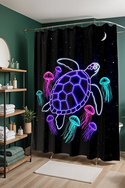 EVPANYA Bathroom Curtain, Shining Sea Creature Patterned Shower Curtain, Bath...
