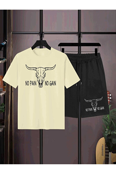 ibibik moda No paine printed oversize t-shirt shorts set