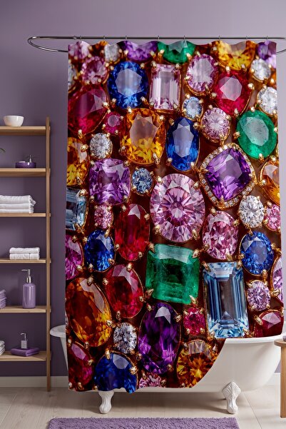 EVPANYA Bathroom Curtain, Jewel Shine Patterned Shower Curtain, Bathtub Curta...