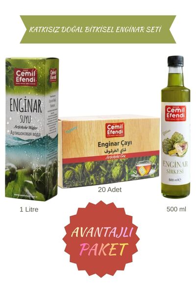 Cemilefendi Enginar Suyu 1 litre Enginar Çayı 20 li Enginar Sirkesi 500 ml Do...