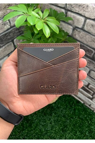 GUARD حامل بطاقات الائتمان من الجلد الطبيعي البني العتيق // GRD260225WT1438