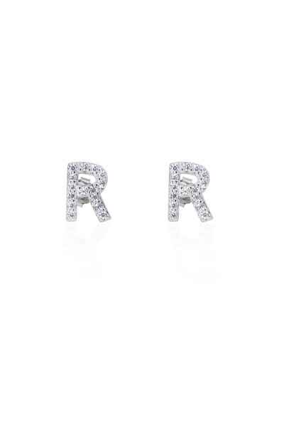 SPARKLES Diamond Letter R Earrings 925 Silver