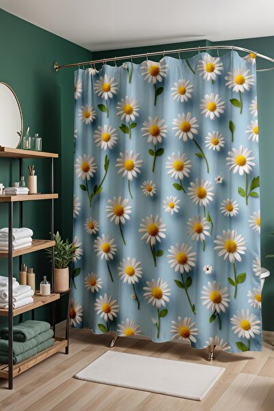 EVPANYA Bathroom Curtain, Daisy Patterned Shower Curtain, Bathtub Curtain 175...