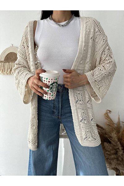 PIOVE Patterned Knitted Cardigan – Cozy Cream