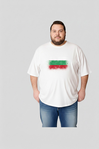 sngl Ανδρικό μπλουζάκι μεγάλου μεγέθους με κοντό μανίκι Bulgaria Flag με τύπω...