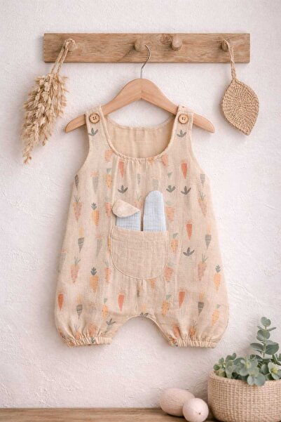 krm kerem bebe New Season 100% Cotton Double Layer Muslin Fabric Summer Strap...