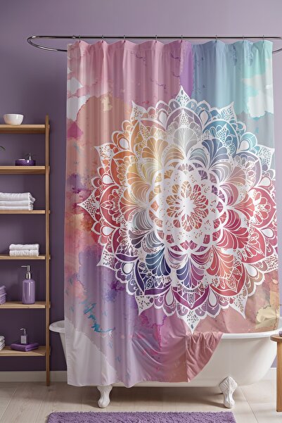 EVPANYA Perdeau de baie, Pastel Mandala cu model Perdeau de duș, Perdeau pent...