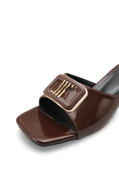 Riccon Ženske štikle Papuče 0012201 Smeđa lakirana koža