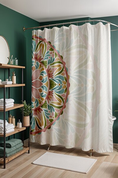 EVPANYA Perdeau de baie, Nature Circle cu model Perdeau de duș, Perdeau pentr...