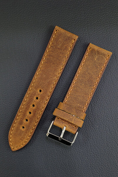 atasaat 22mm Light Brown Tan Color Crazy Genuine Leather Watch Band - Buckle ...