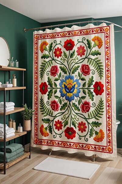 EVPANYA Bathroom Curtain, Traditional Flowers Pattern Shower Curtain, Bathtub...