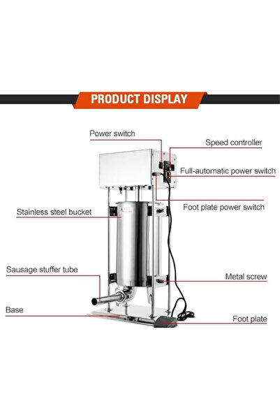 LETWOO 304 Vertical Electric Adjustable Speed Stainless Steel Heavy Duty Sausage Filler Meat Stuffer, 30LBS