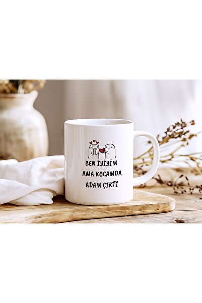 Beramussa Ben İyiyim Ama Kocam Da Adam Çıktı Yazılı Kupa Bardak - Kocanıza Ta...
