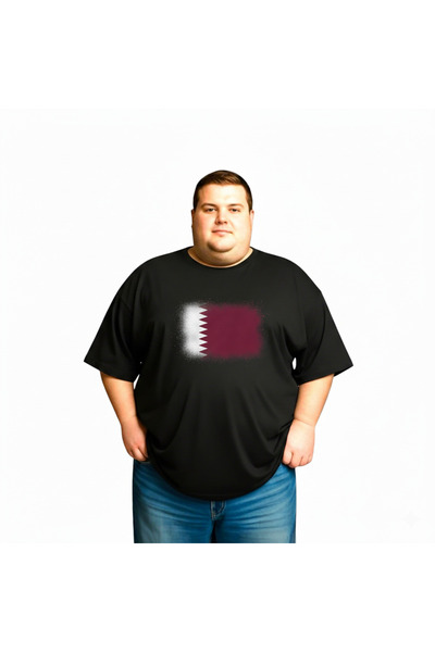 sngl تي شيرت رجالي مقاس كبير بأكمام قصيرة مطبوع عليه علم قطر 3XL 4XL 5XL 6XL ...