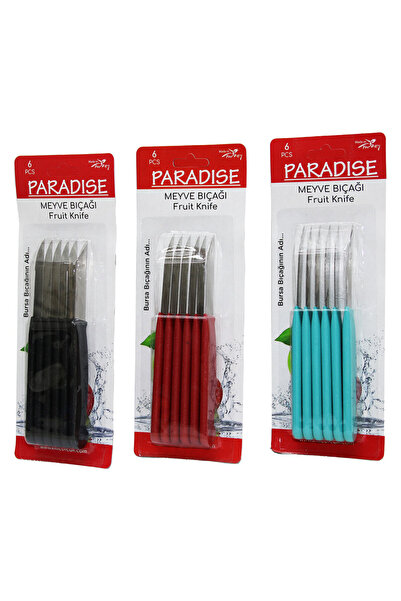 Greathings PARADISE (6KOM) NOŽ ZA VOĆE SA ŠARENOJ PLASTIČNOJ RUČKOM*60