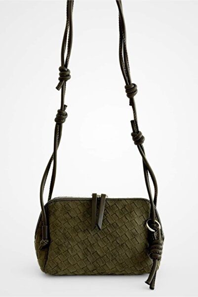 Yuka Atelier Süet Valeria Örgü Dokulu Çapraz ve Omuz Çantası