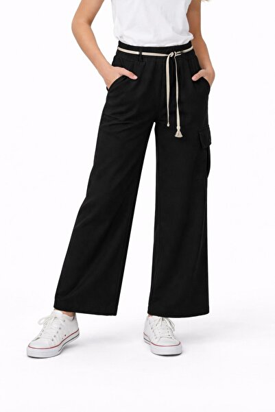 BAGLAN Pantaloni de trening pentru fete, buzunar cargo piese, 2 fire BGL-ST05265