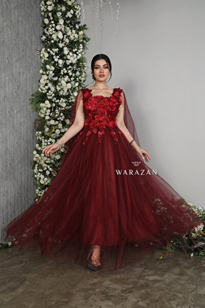 Warazan فستان سهرة طويل تل مورد للمناسبات