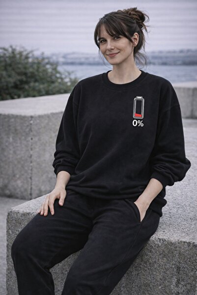 EFFRENATU Lıvo I Have No Energy Printed Oversize Hoodless Tracksuit Set – Tra...