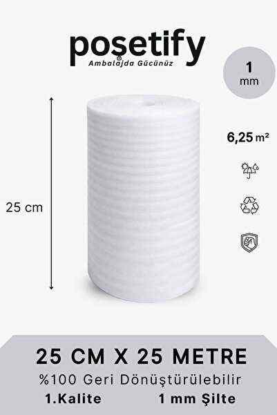 POŞETİFY 25CMX25METRE Rulo Şilte | Taşınma Tabak Arası Cam Bardak Sarma | Kor...
