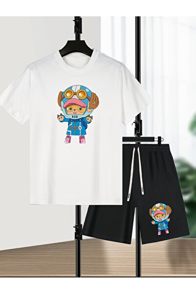 ibibik moda Carton print soft short sleeve top and shorts set