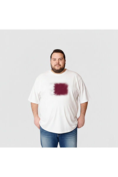 sngl Ανδρικό κοντομάνικο μπλουζάκι μεγάλου μεγέθους Qatar Flag με τύπωμα 3XL ...