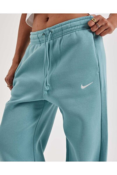 Nike Sportswear Phoenix Fleece High-Waisted Wide Yüksek Belli Bol Kalıp Mavi Kadın Eşofman Altı