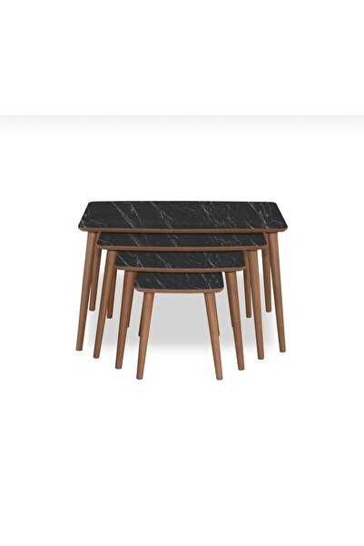 Dekor 4lü siyah mermer sehpa